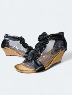 Patrizia by Spring Step Harlequin Floral Wedge Sandals - Black Size 39